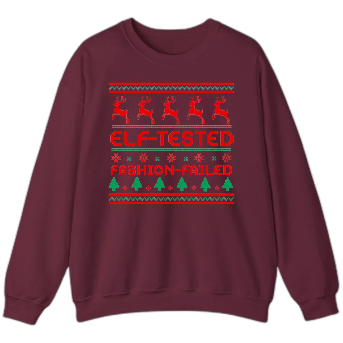 Elf-Tested Fashion-Failed Ugly Sweater Sweatshirt in Maroon