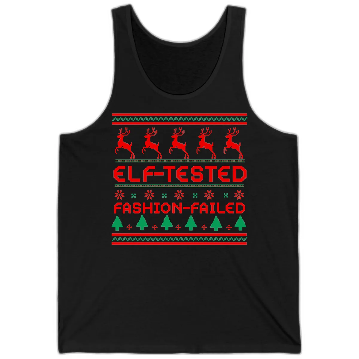 Elf-Tested Fashion-Failed Ugly Sweater Tank in Black