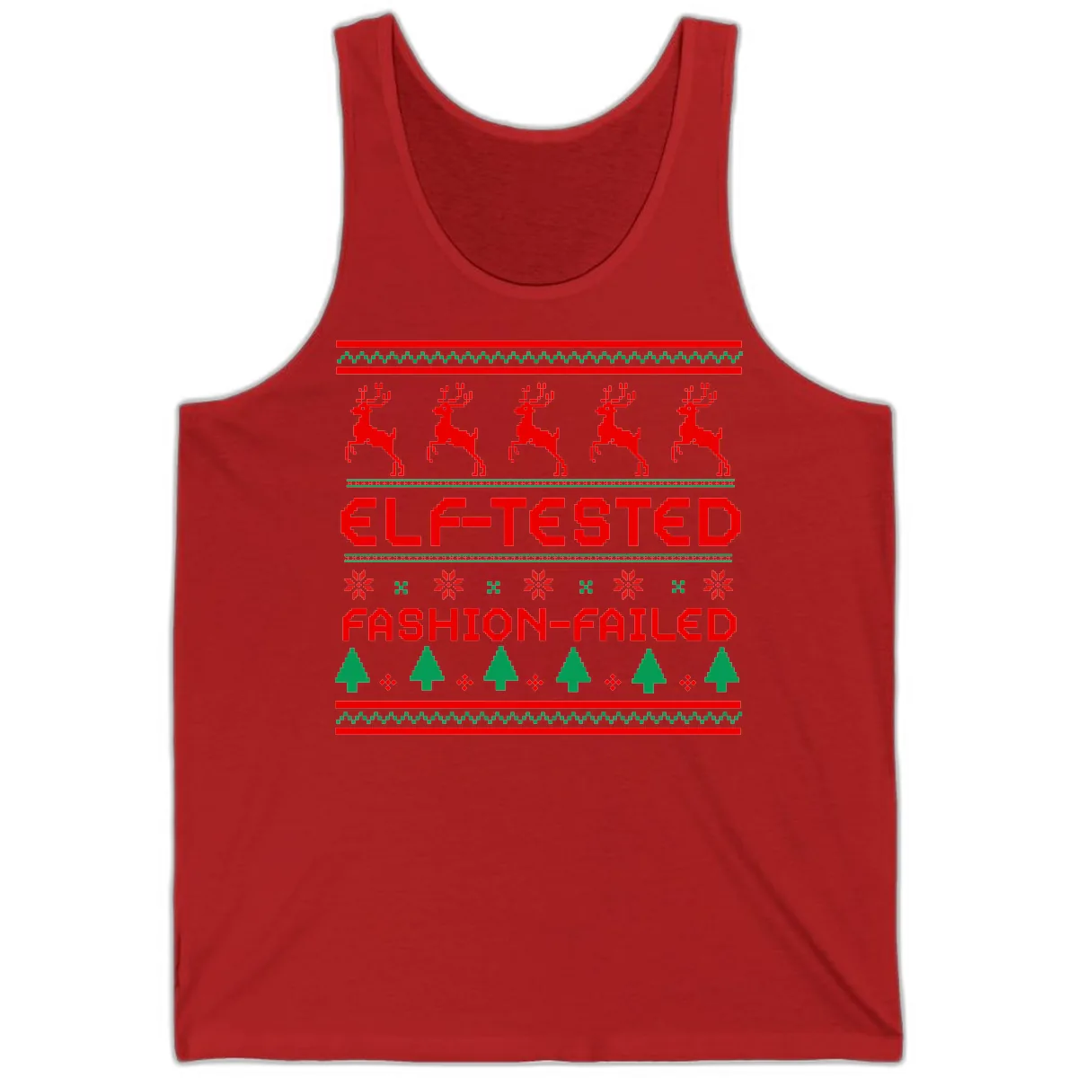 Elf-Tested Fashion-Failed Ugly Sweater Tank in Red