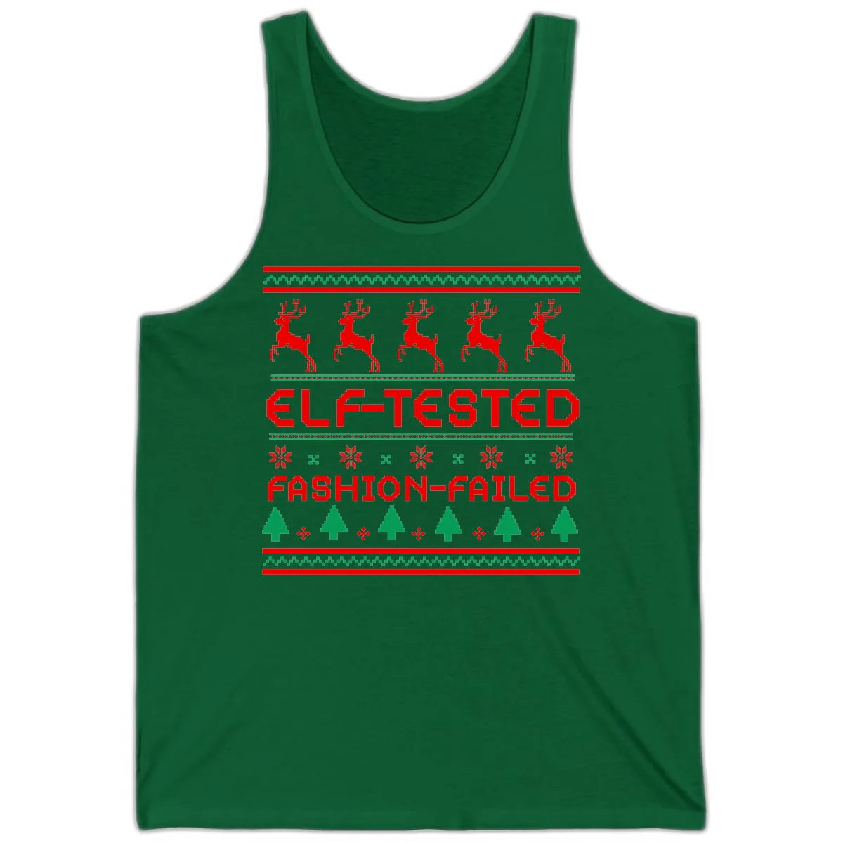 Elf-Tested Fashion-Failed Ugly Sweater Tank in Kelly