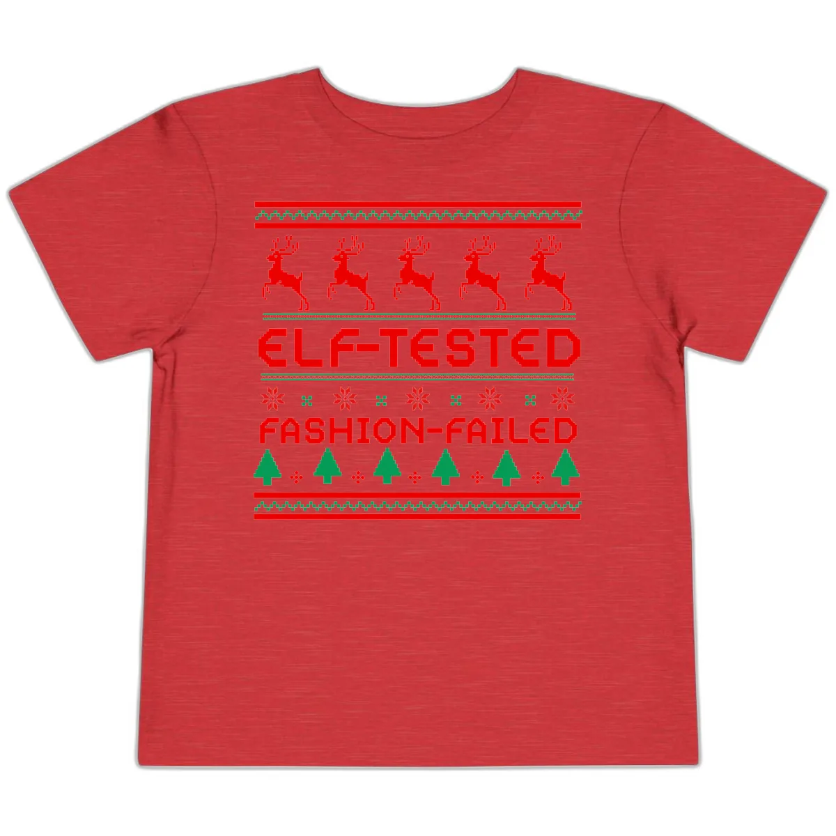 Elf-Tested Fashion-Failed Ugly Sweater Toddler T-Shirt in Heather Red