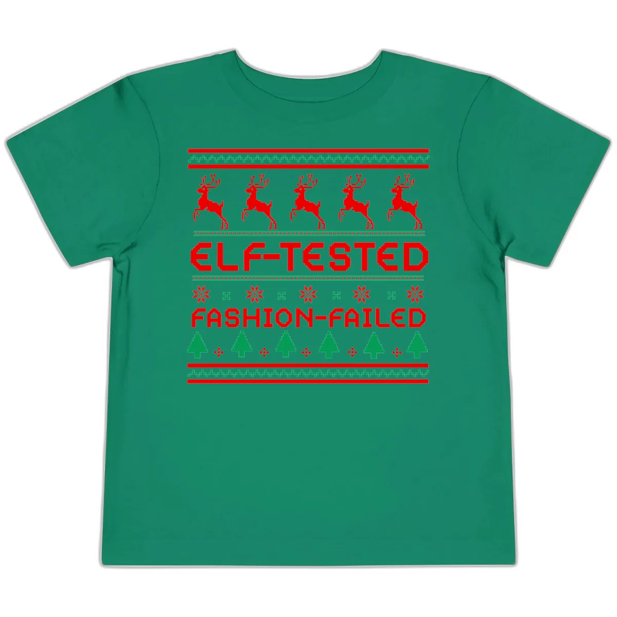 Elf-Tested Fashion-Failed Ugly Sweater Toddler T-Shirt in Kelly