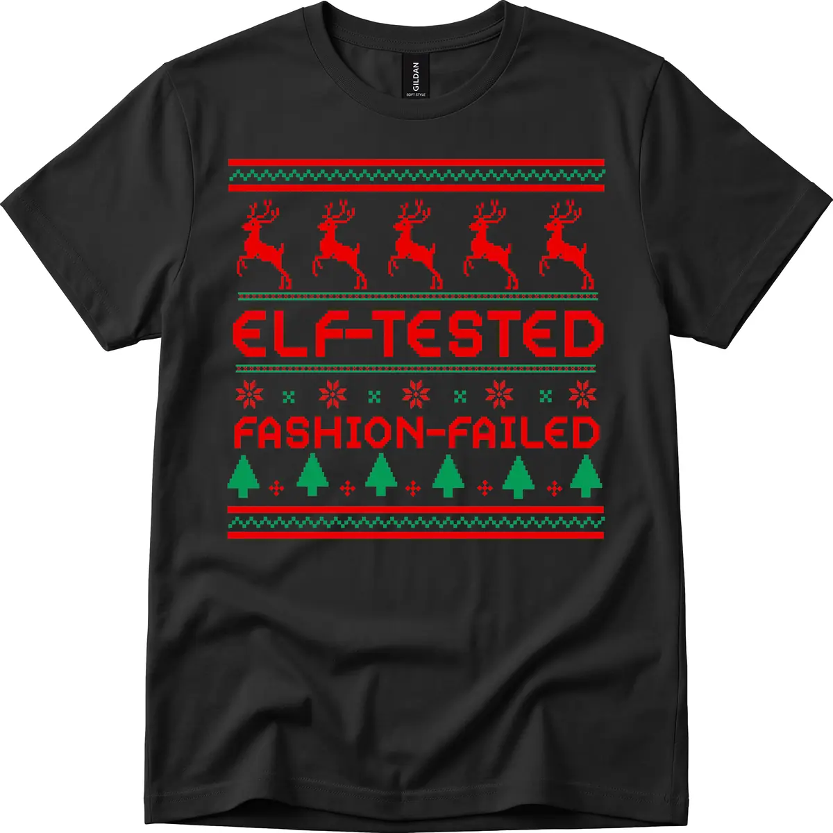 Elf-Tested Fashion-Failed Ugly Sweater T-Shirt in Black