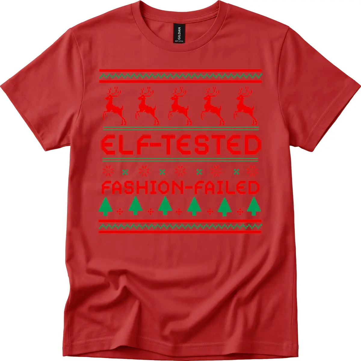 Elf-Tested Fashion-Failed Ugly Sweater T-Shirt in Red