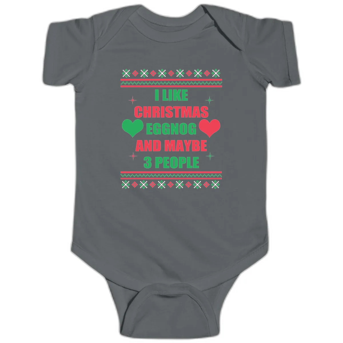 I Like Christmas Eggnog and Maybe 3 People Baby Onesie in Charcoal