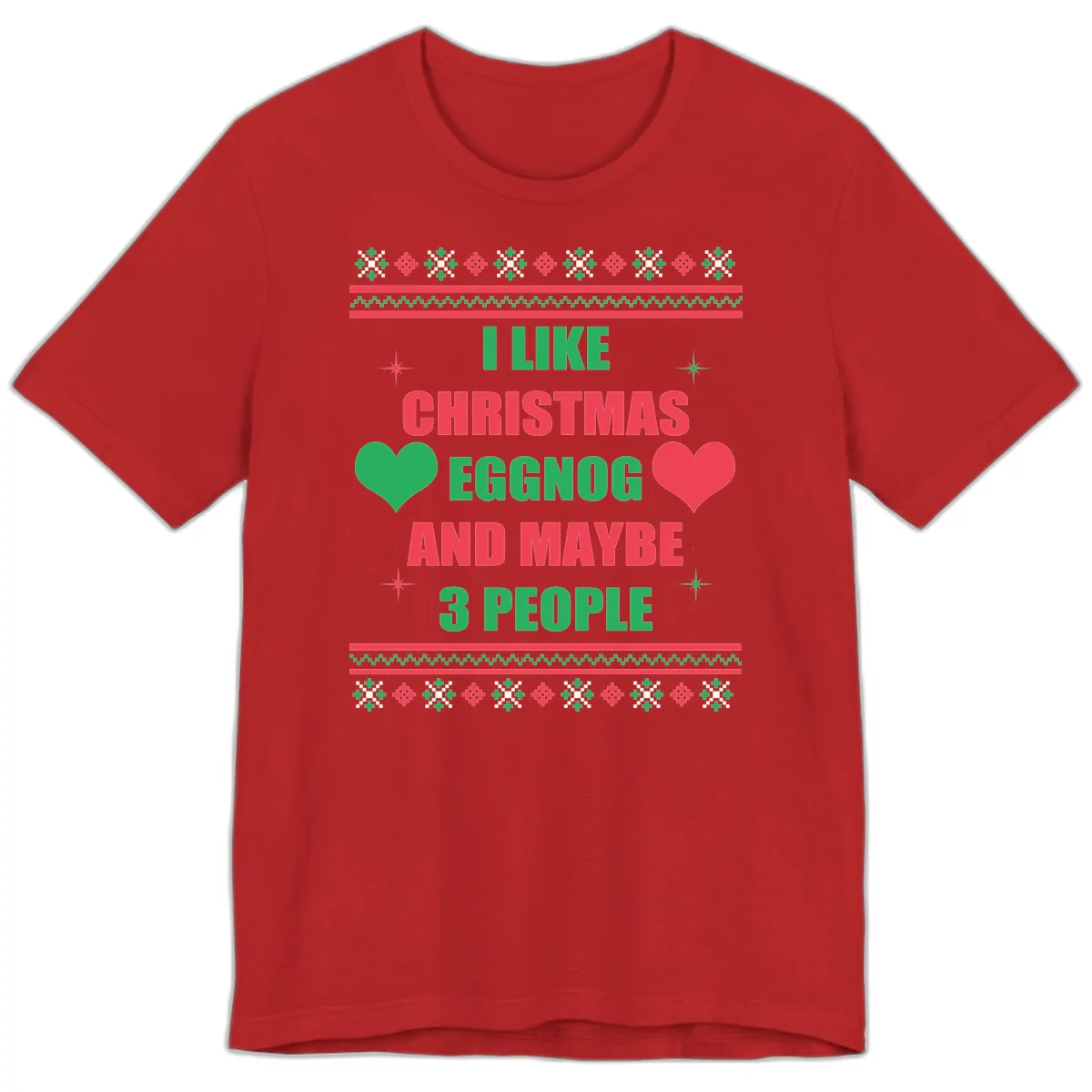 I Like Christmas Eggnog and Maybe 3 People Premium T-Shirt in Red