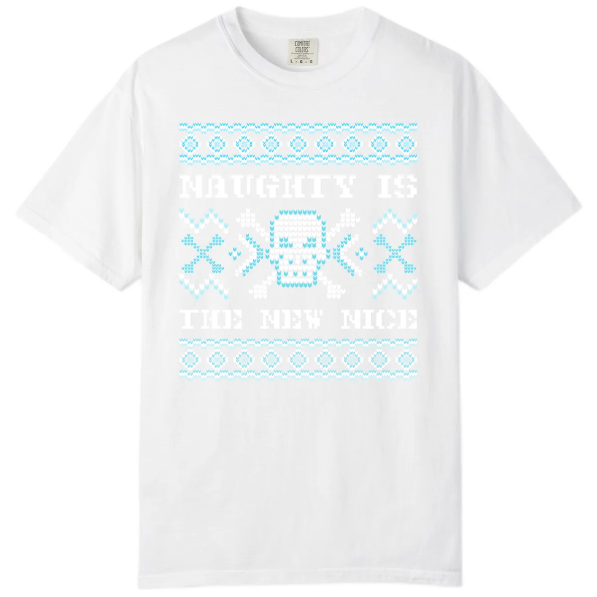 Naughty Is The New Nice Skull Comfort Color in White