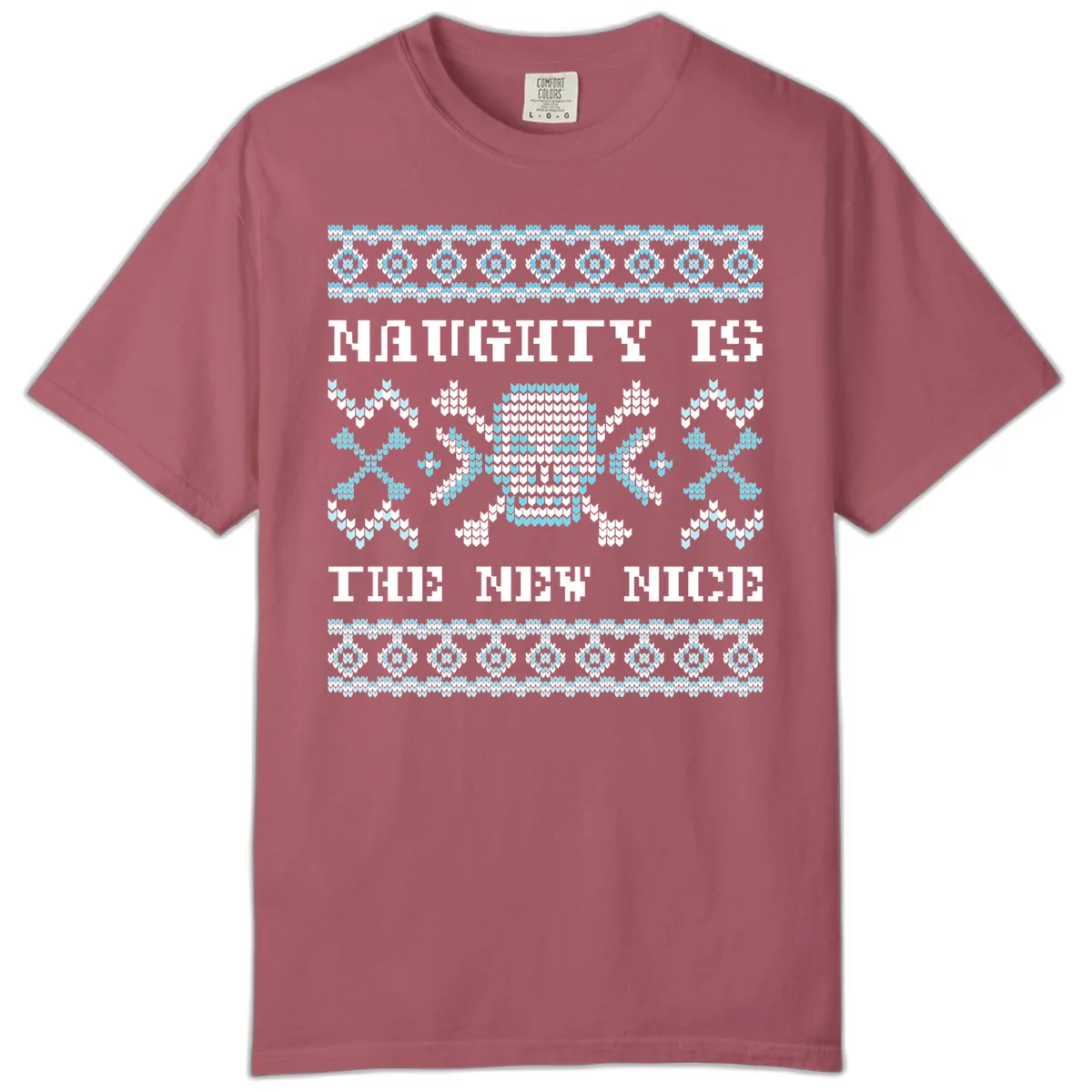 Naughty Is The New Nice Skull Comfort Color in Crimson