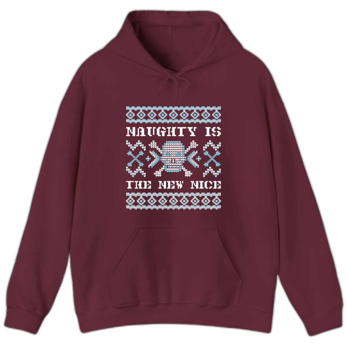 Naughty Is The New Nice Skull Hoodie in Maroon