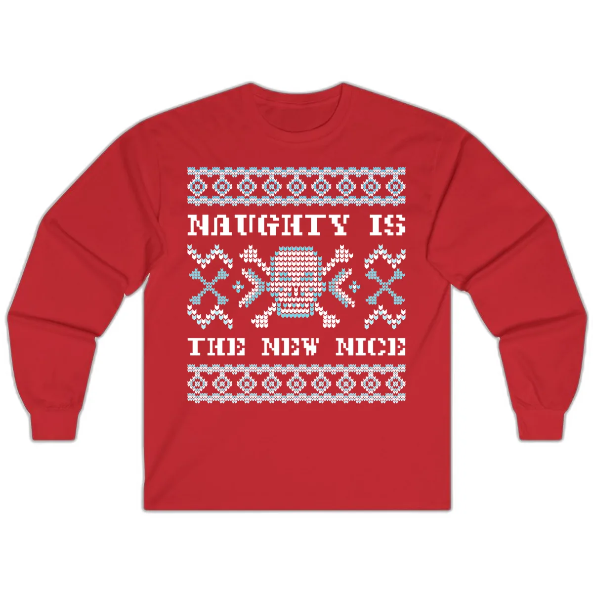 Naughty Is The New Nice Skull Long Sleeve in Red