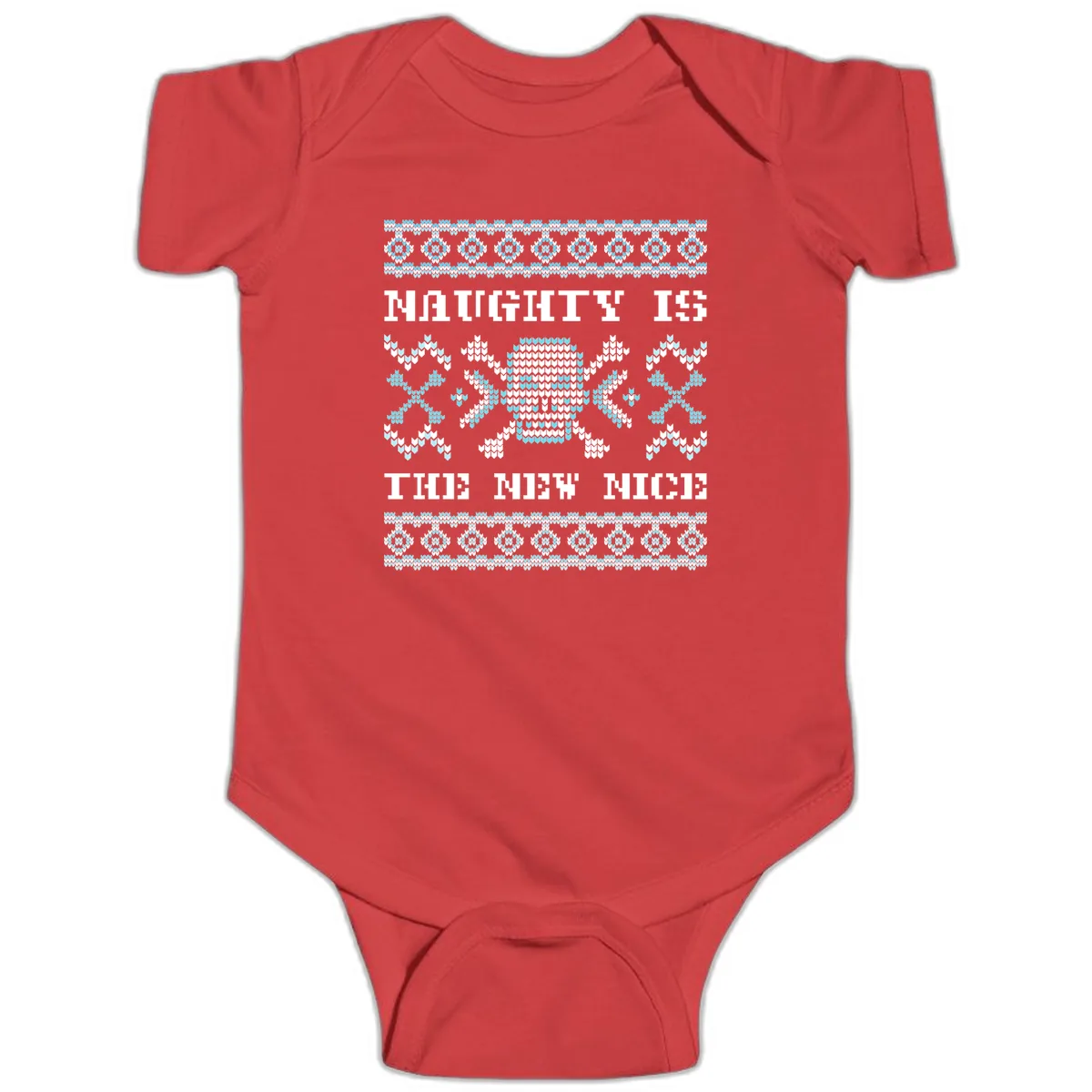 Naughty Is The New Nice Skull Baby Onesie in Red