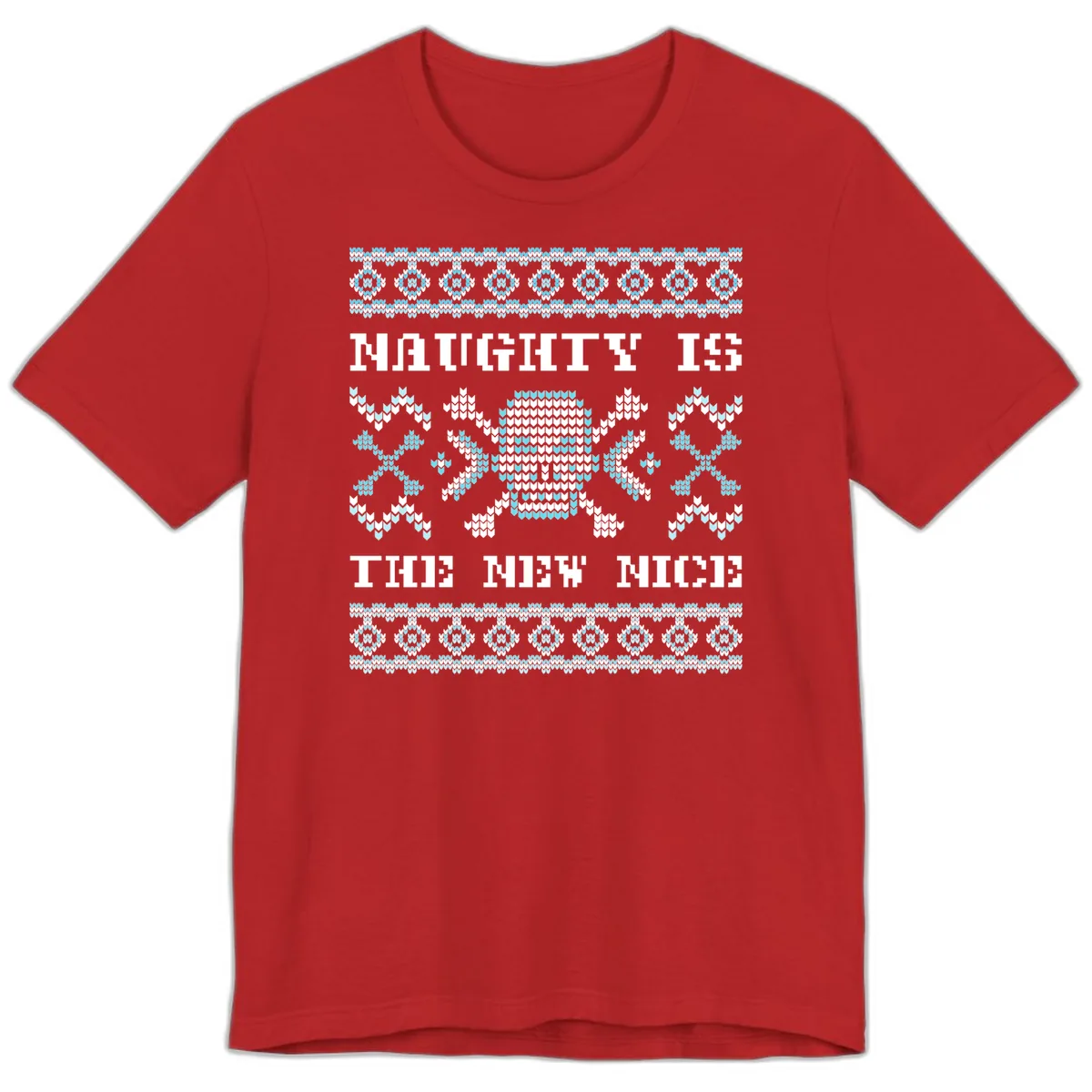 Naughty Is The New Nice Skull Premium T-Shirt in Red