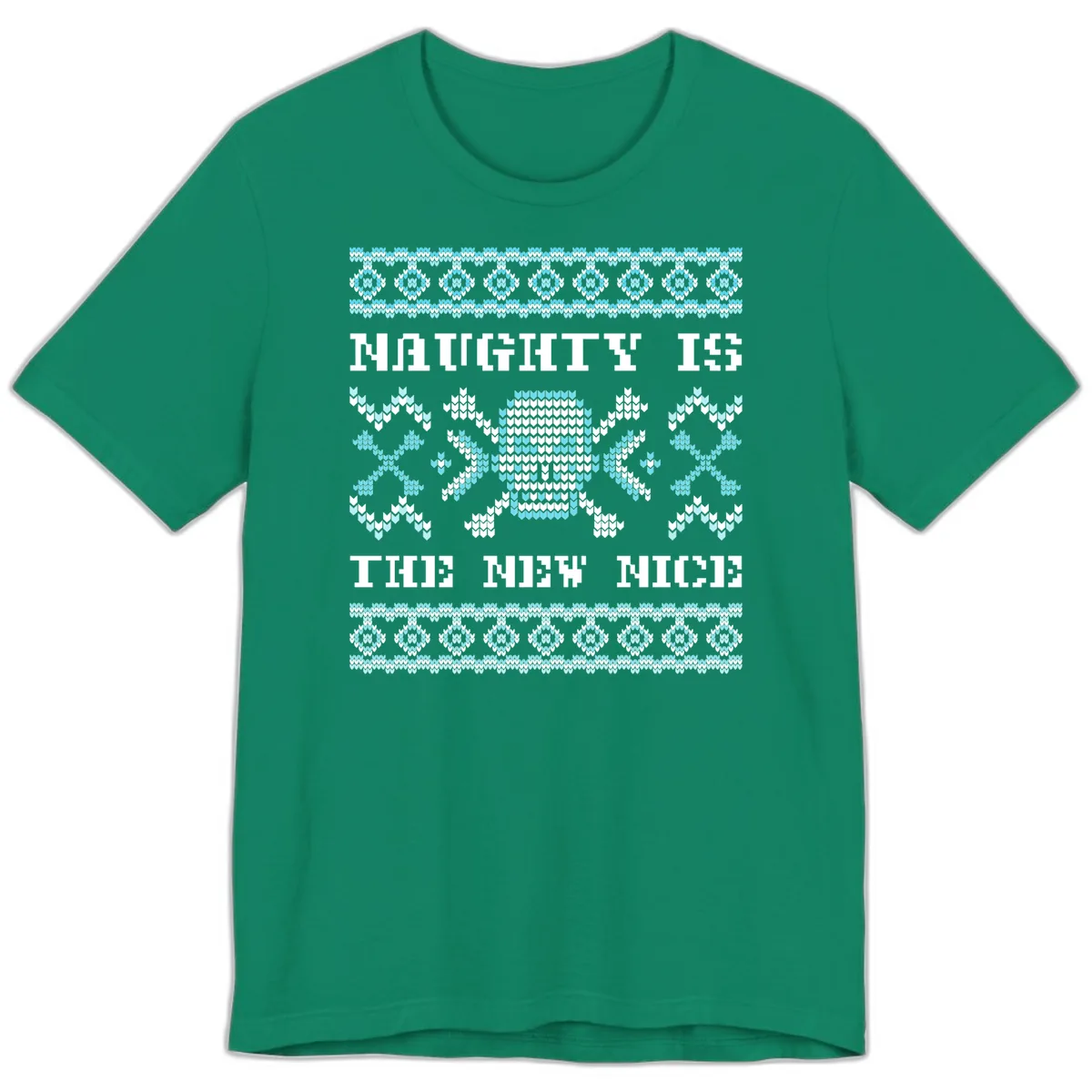 Naughty Is The New Nice Skull Premium T-Shirt in Kelly