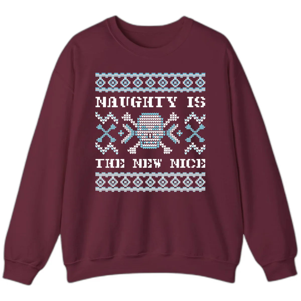 Naughty Is The New Nice Skull Sweatshirt in Maroon