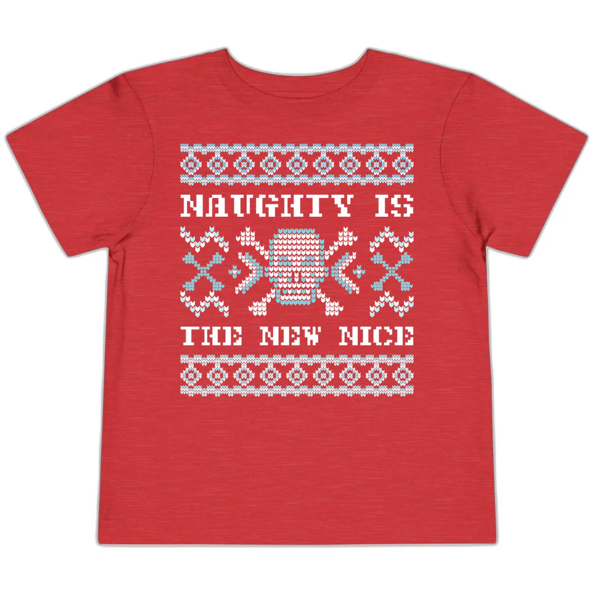 Naughty Is The New Nice Skull Toddler T-Shirt in Heather Red