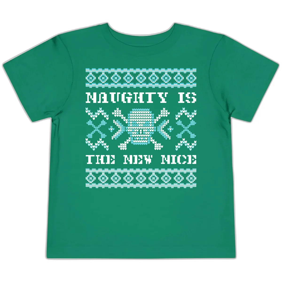 Naughty Is The New Nice Skull Toddler T-Shirt in Kelly