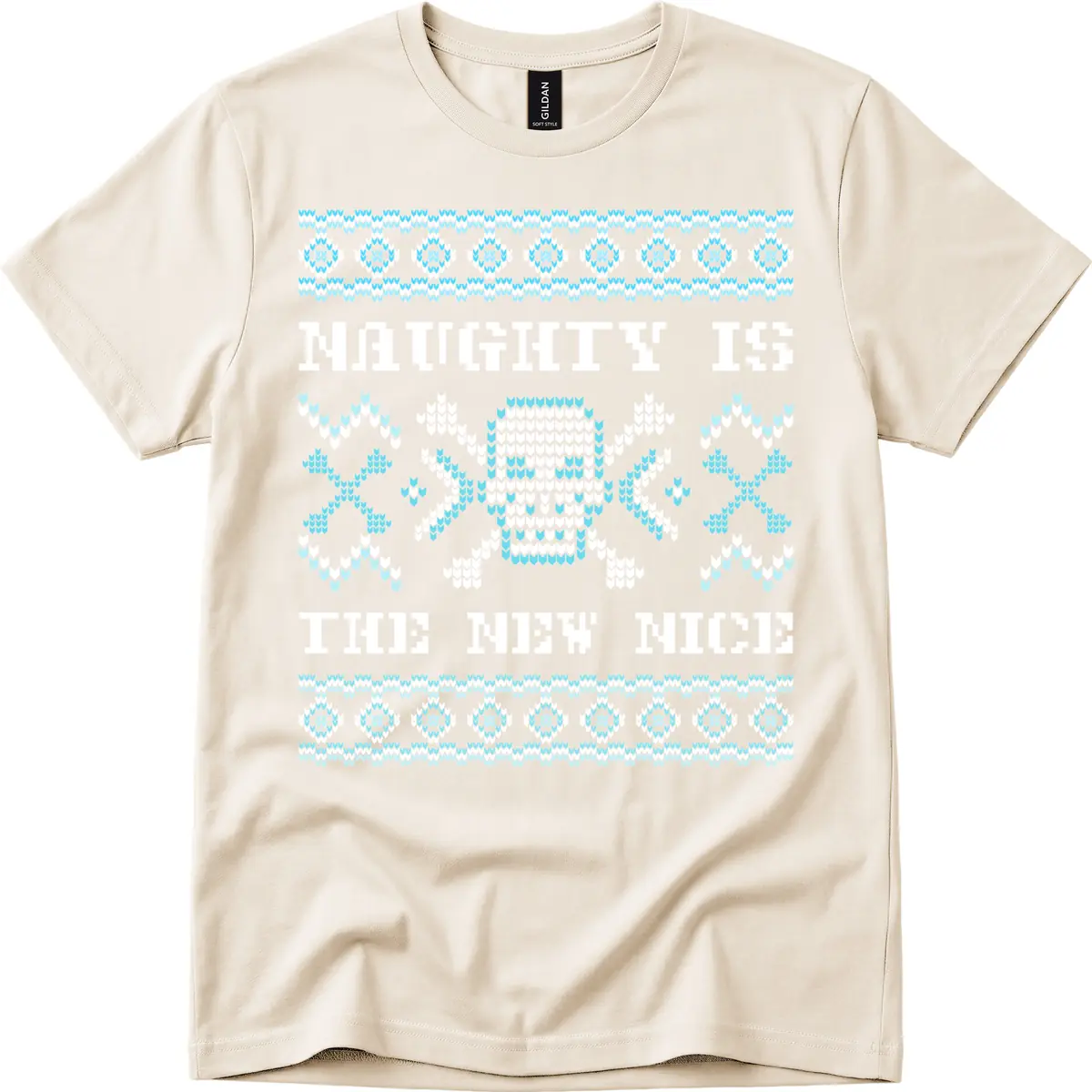 Naughty Is The New Nice Skull T-Shirt in Natural