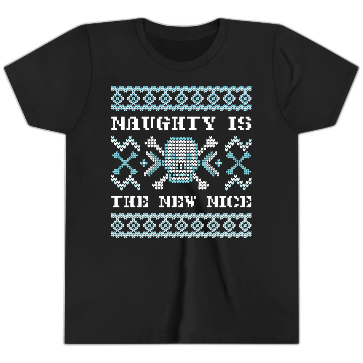 Naughty Is The New Nice Skull Youth T-Shirt in Black