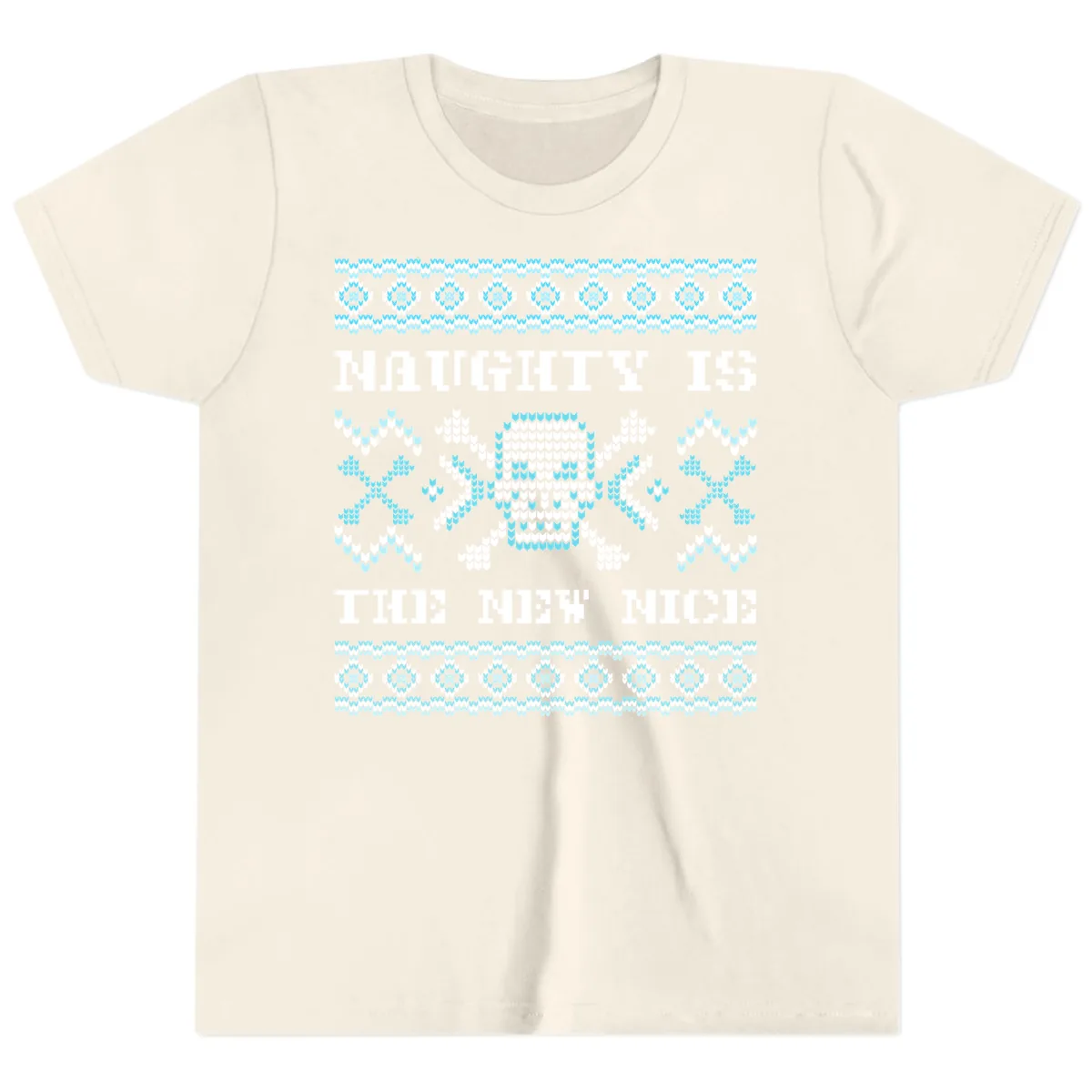 Naughty Is The New Nice Skull Youth T-Shirt in Natural