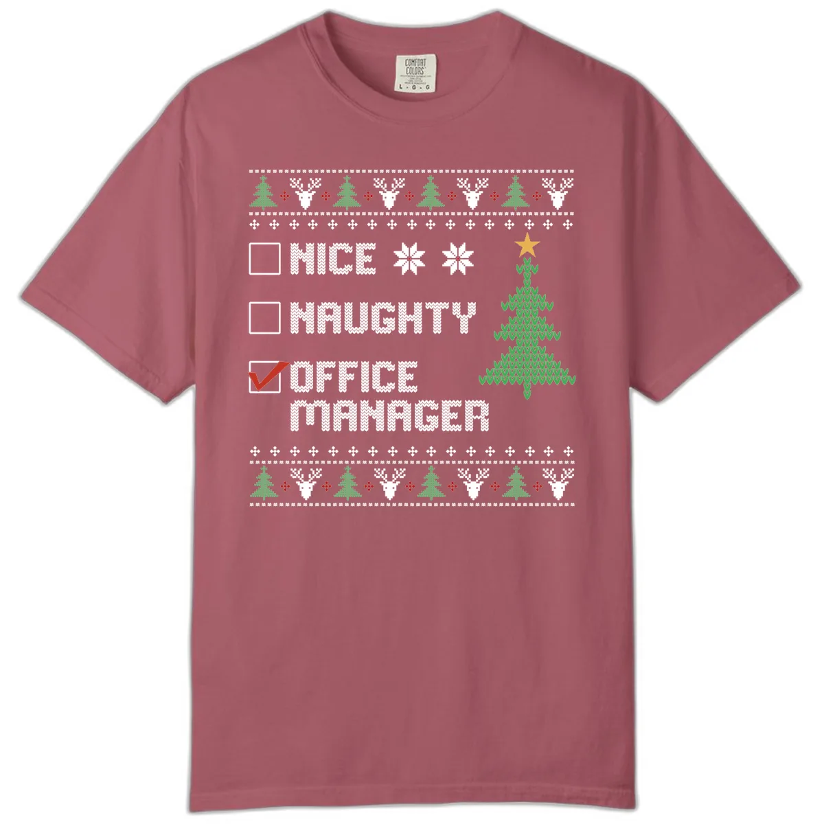 Office Manager Christmas Checklist Comfort Color in Crimson