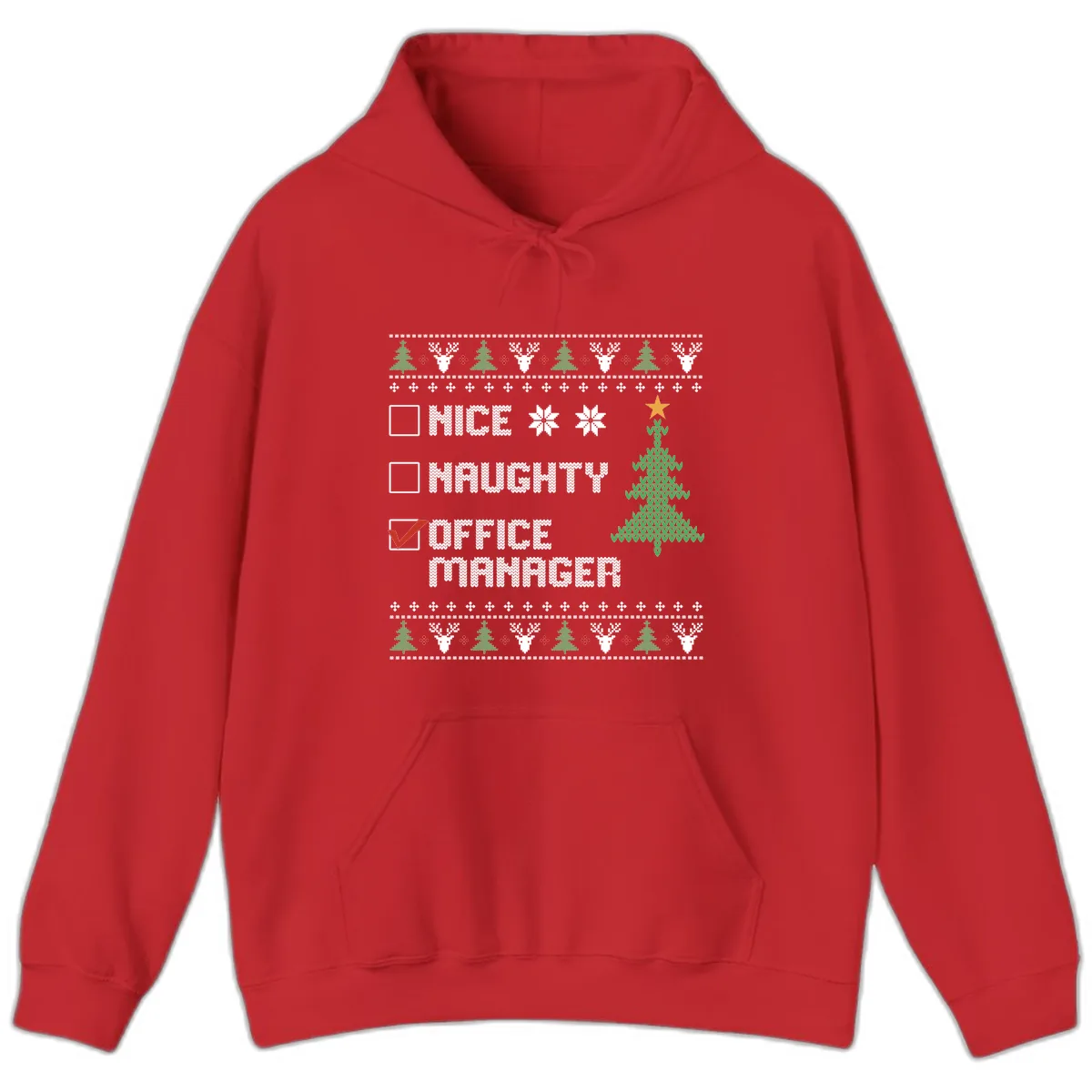 Office Manager Christmas Checklist Hoodie in Red