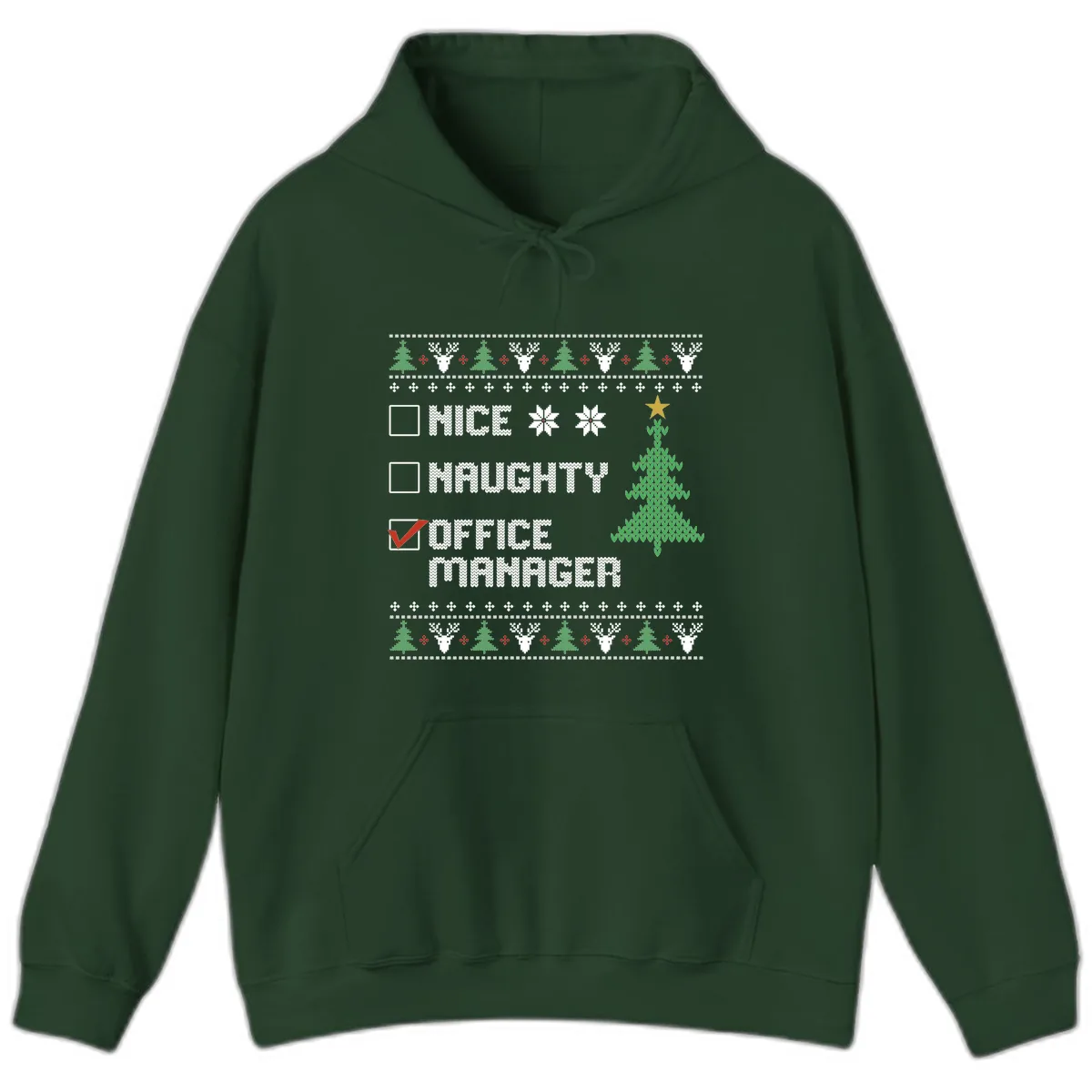 Office Manager Christmas Checklist Hoodie in Forest Green