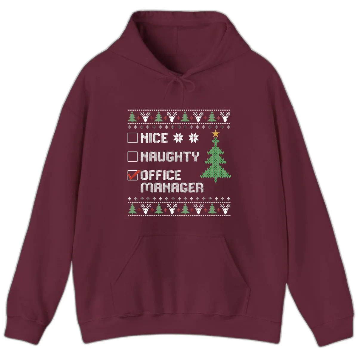 Office Manager Christmas Checklist Hoodie in Maroon