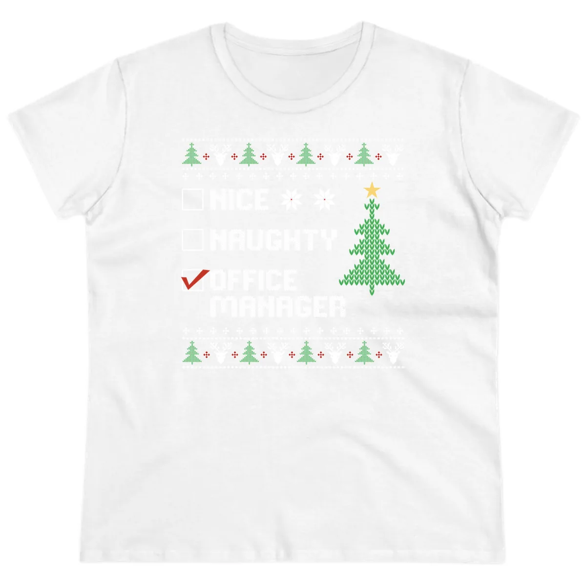 Office Manager Christmas Checklist Ladies Tee in White