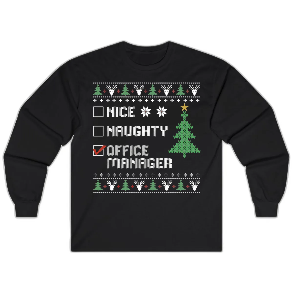 Office Manager Christmas Checklist Long Sleeve in Black