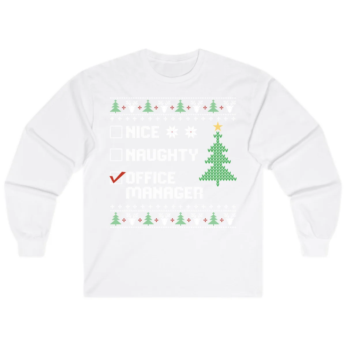 Office Manager Christmas Checklist Long Sleeve in White