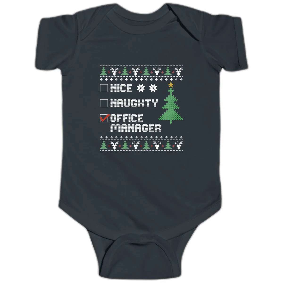 Office Manager Christmas Checklist Baby Onesie in Black