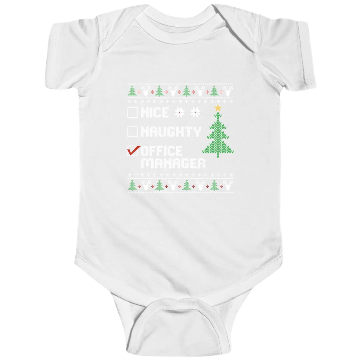 Office Manager Christmas Checklist Baby Onesie in White