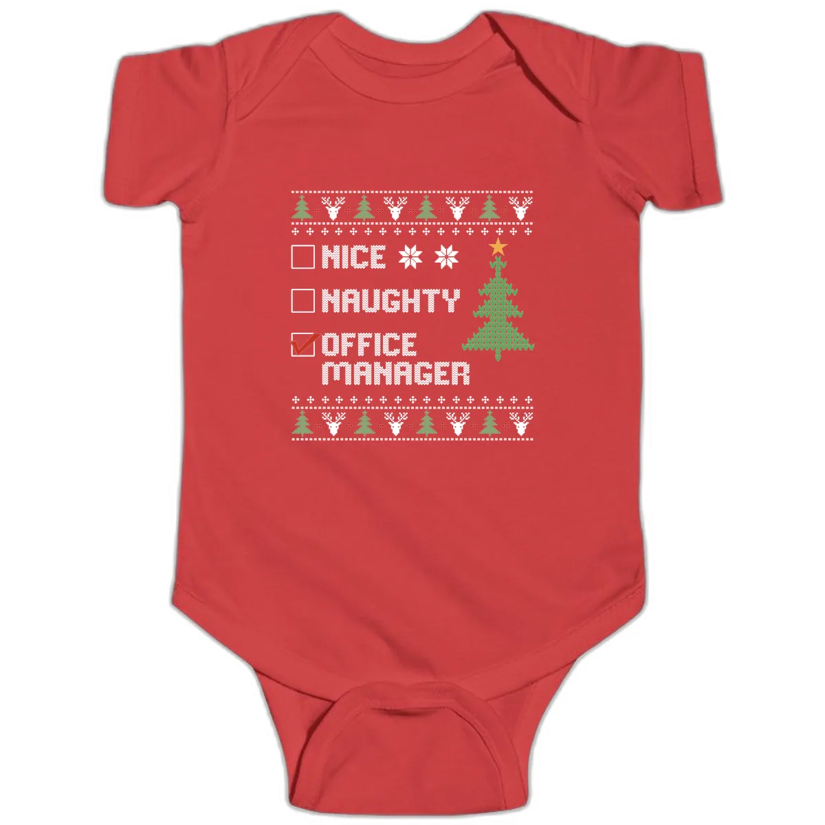 Office Manager Christmas Checklist Baby Onesie in Red