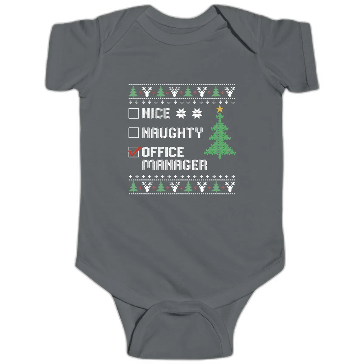 Office Manager Christmas Checklist Baby Onesie in Charcoal