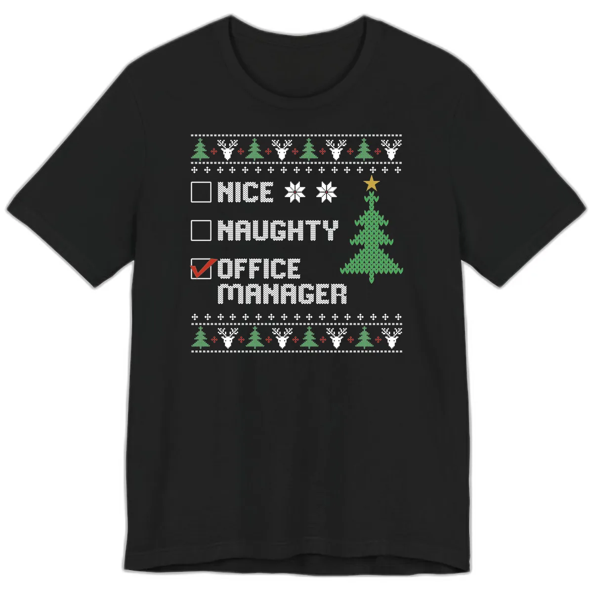 Office Manager Christmas Checklist Premium T-Shirt in Black