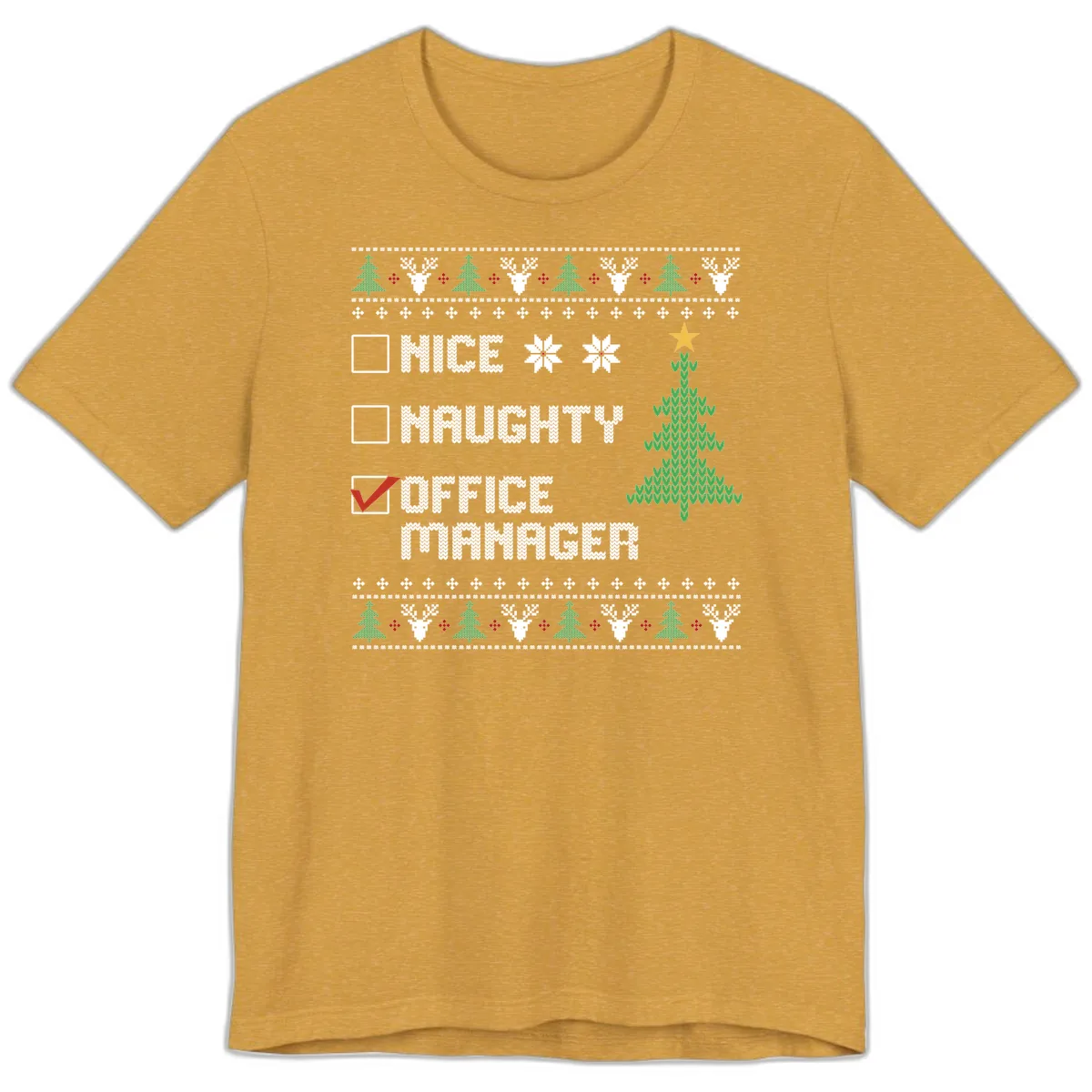 Office Manager Christmas Checklist Premium T-Shirt in Heather Mustard