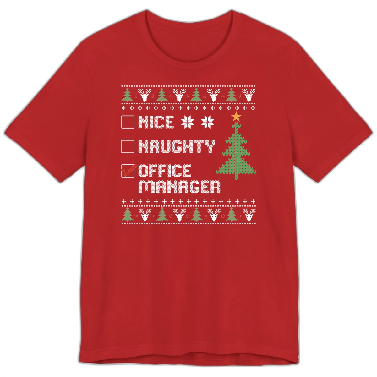 Office Manager Christmas Checklist Premium T-Shirt in Red