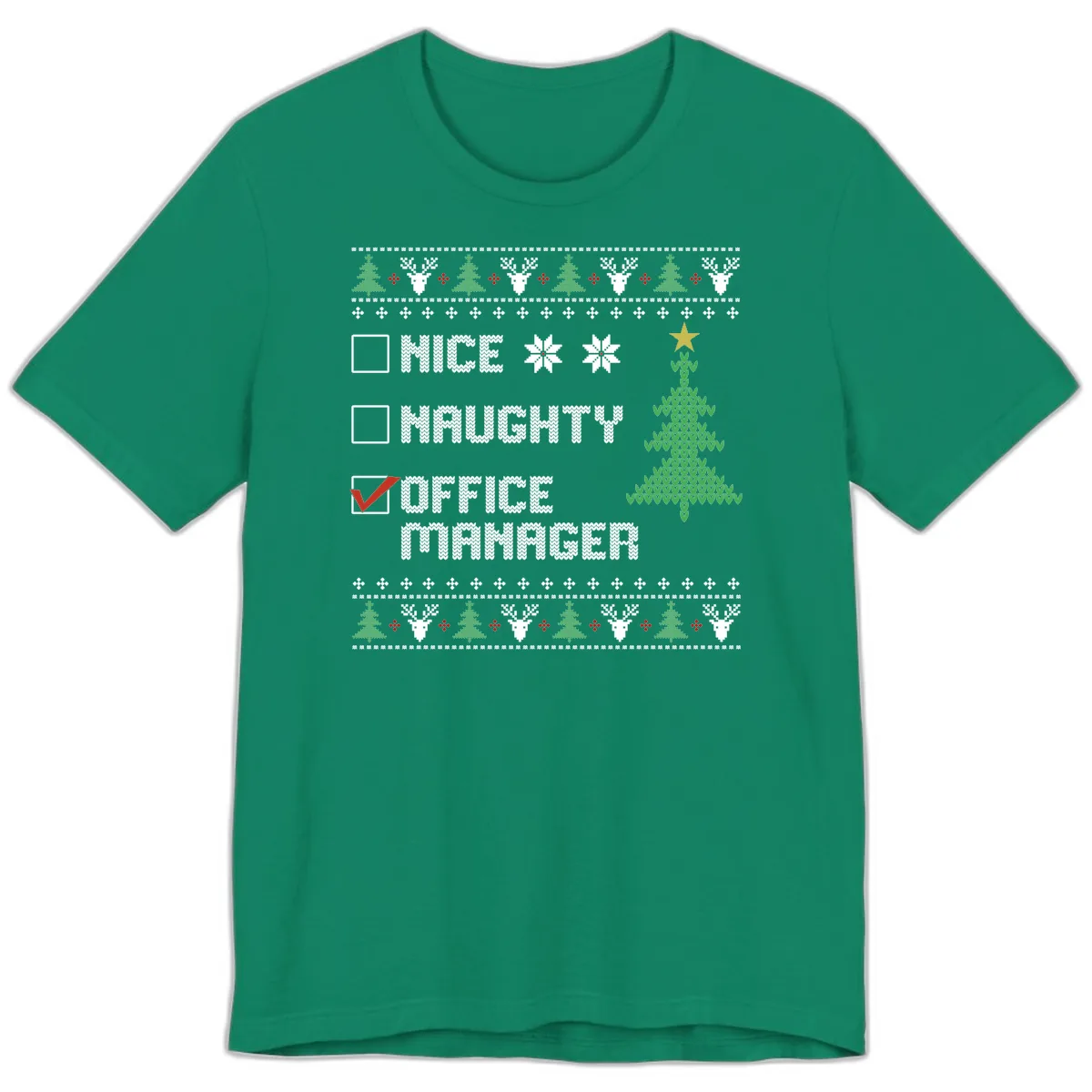 Office Manager Christmas Checklist Premium T-Shirt in Kelly