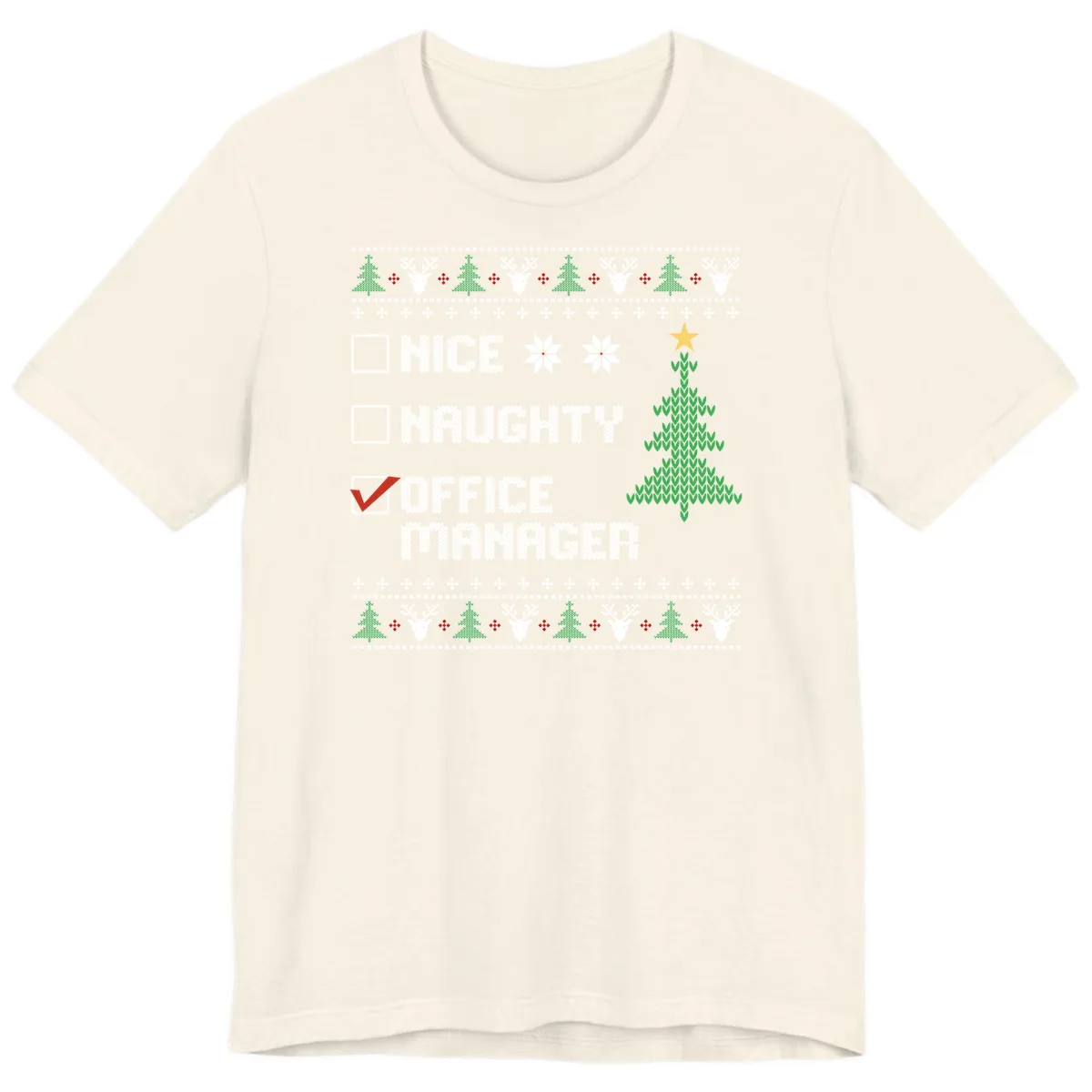 Office Manager Christmas Checklist Premium T-Shirt in Natural