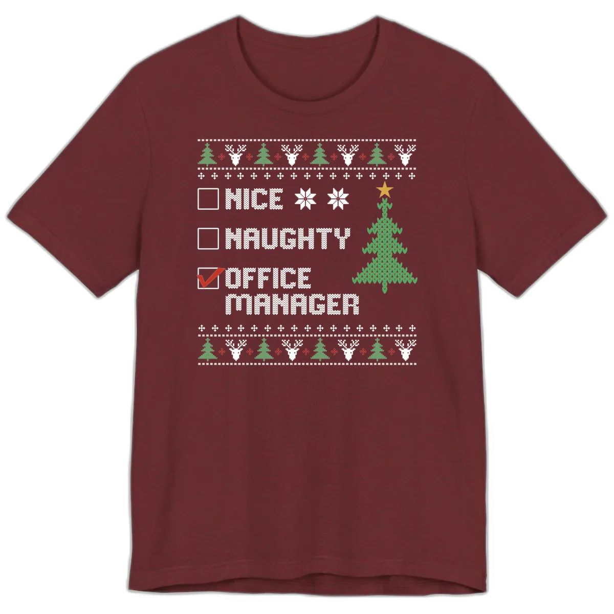 Office Manager Christmas Checklist Premium T-Shirt in Heather Cardinal