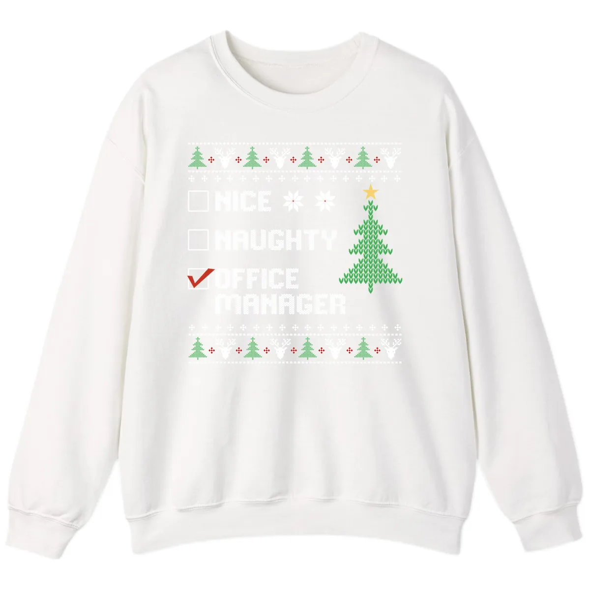 Office Manager Christmas Checklist Sweatshirt in White