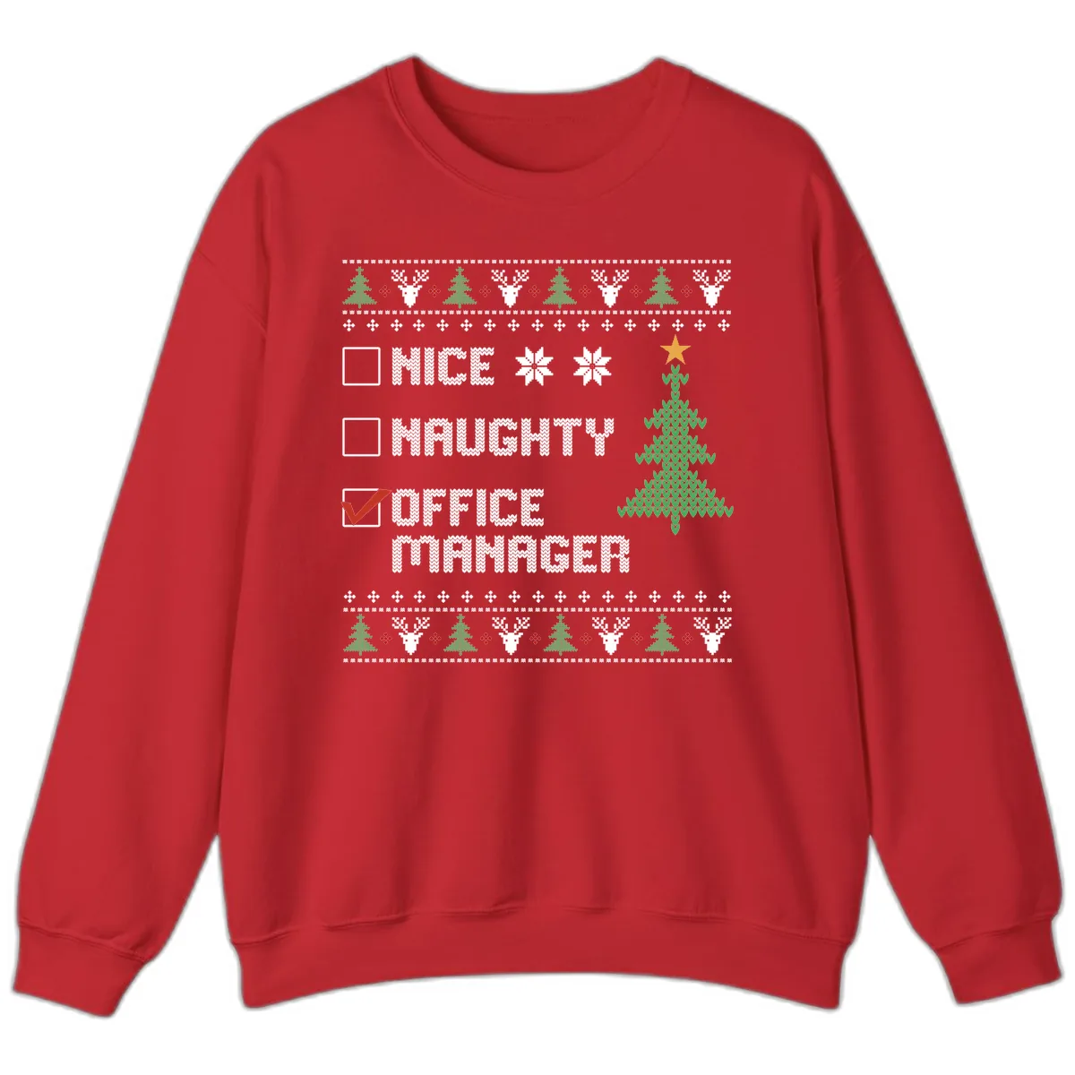 Office Manager Christmas Checklist Sweatshirt in Red