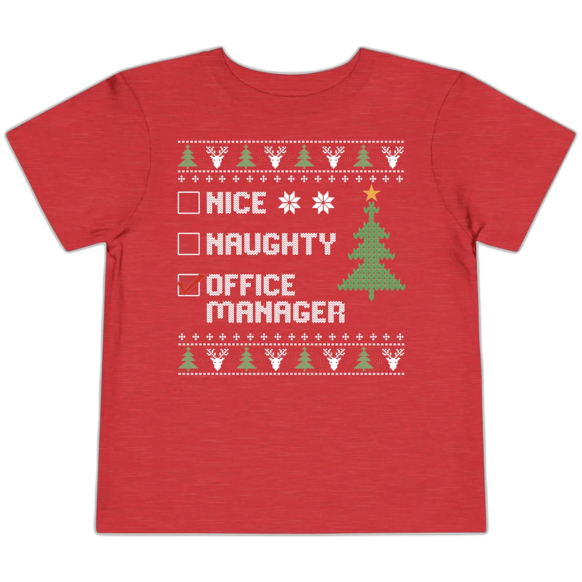 Office Manager Christmas Checklist Toddler T-Shirt in Heather Red