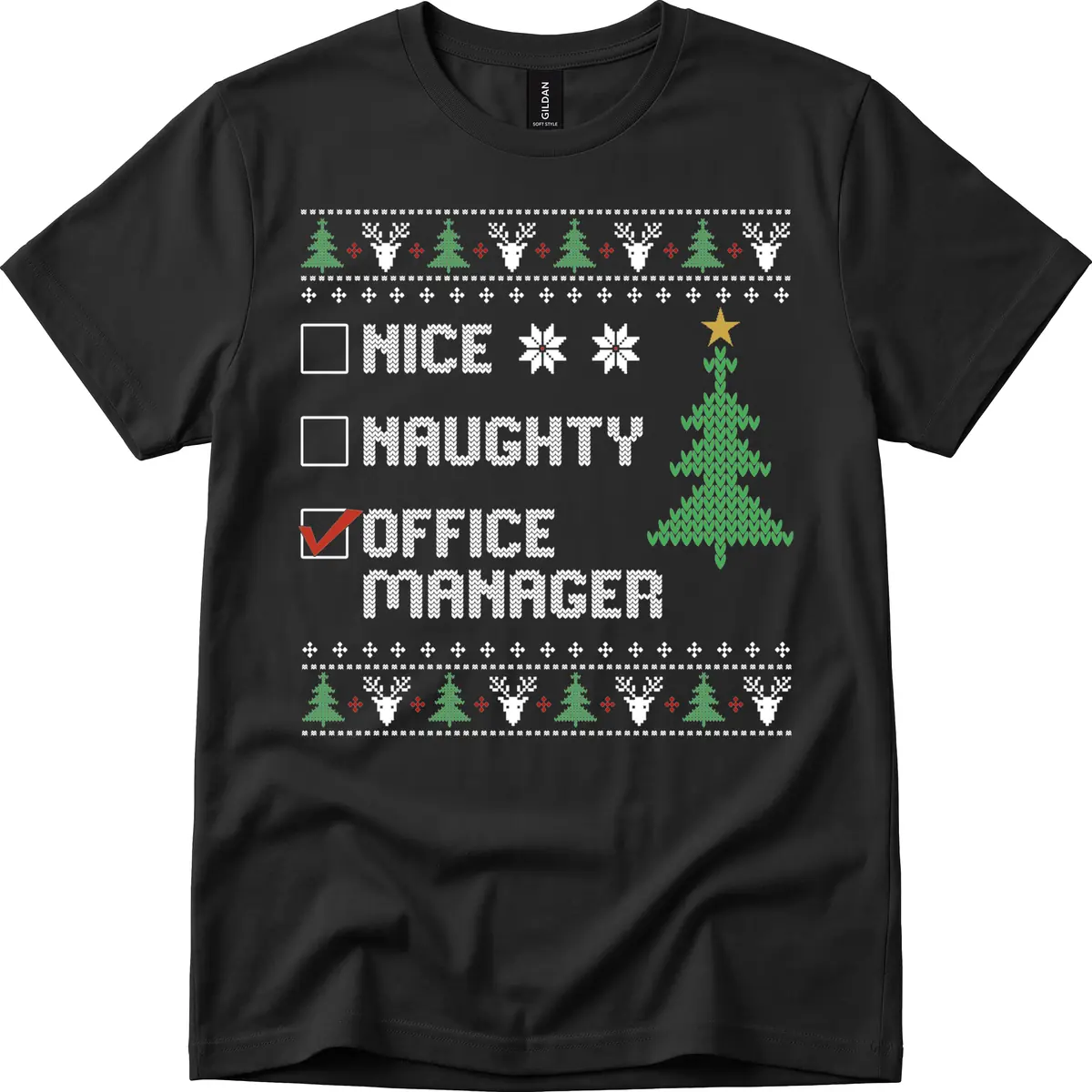 Office Manager Christmas Checklist T-Shirt in Black