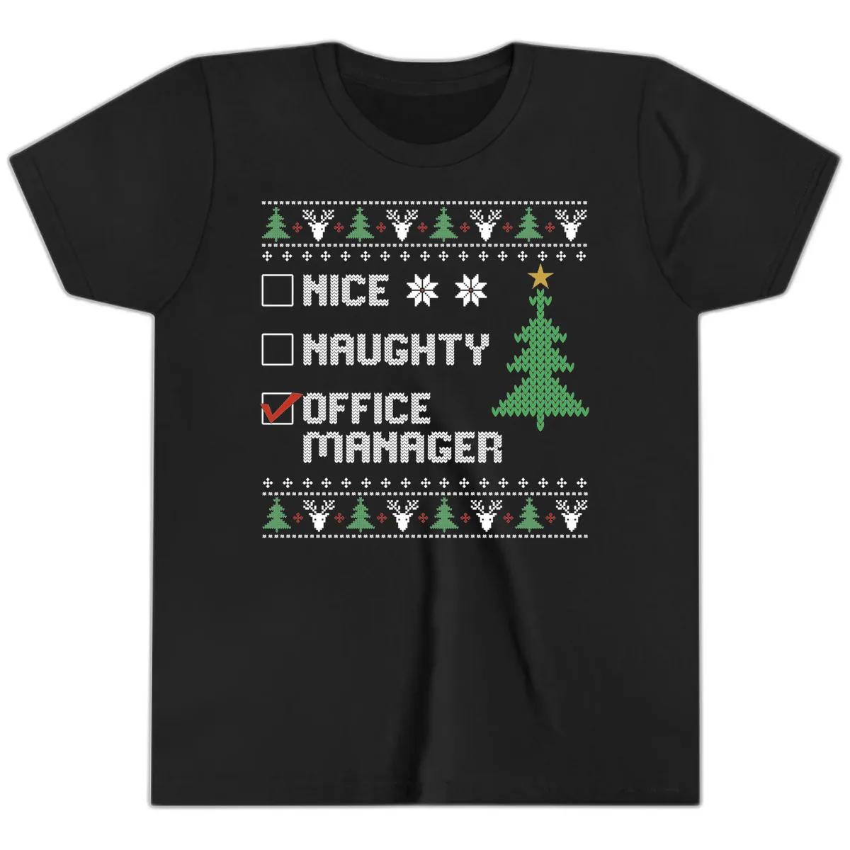 Office Manager Christmas Checklist Youth T-Shirt in Black