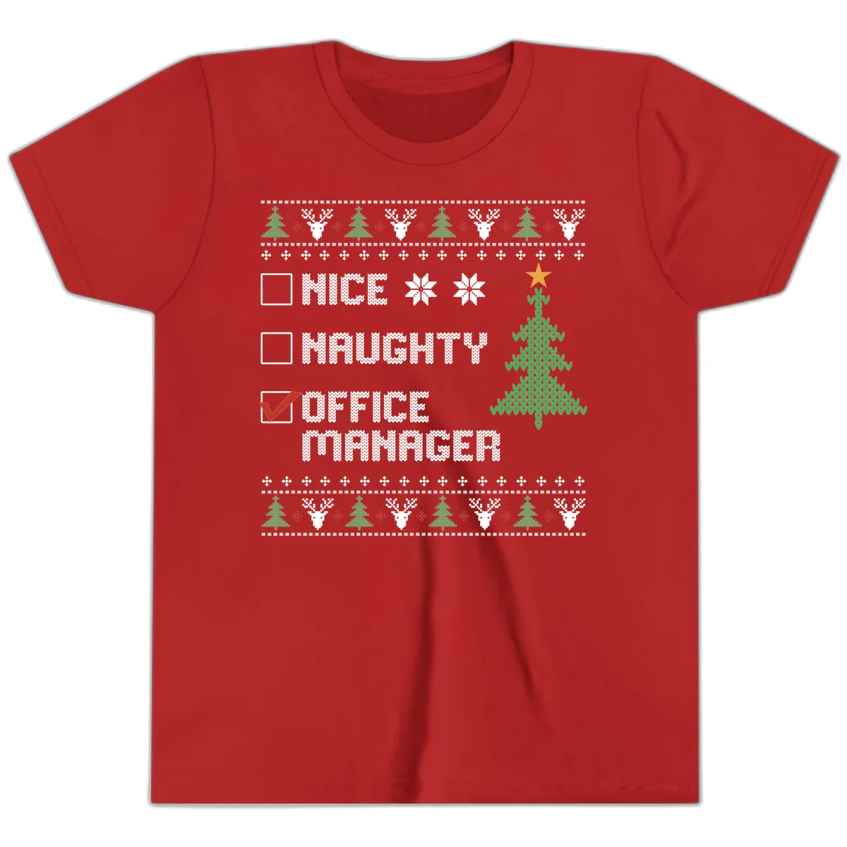 Office Manager Christmas Checklist Youth T-Shirt in Red