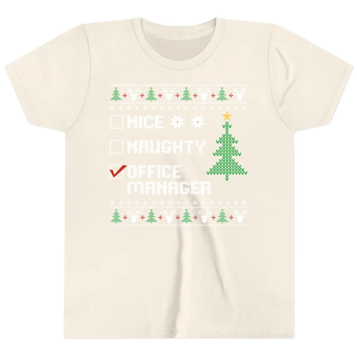 Office Manager Christmas Checklist Youth T-Shirt in Natural