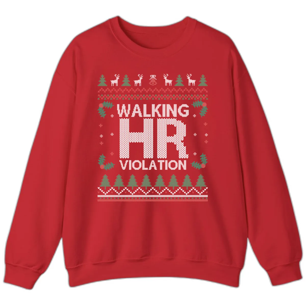 Walking HR Violation Ugly Christmas Sweater Sweatshirt in Red