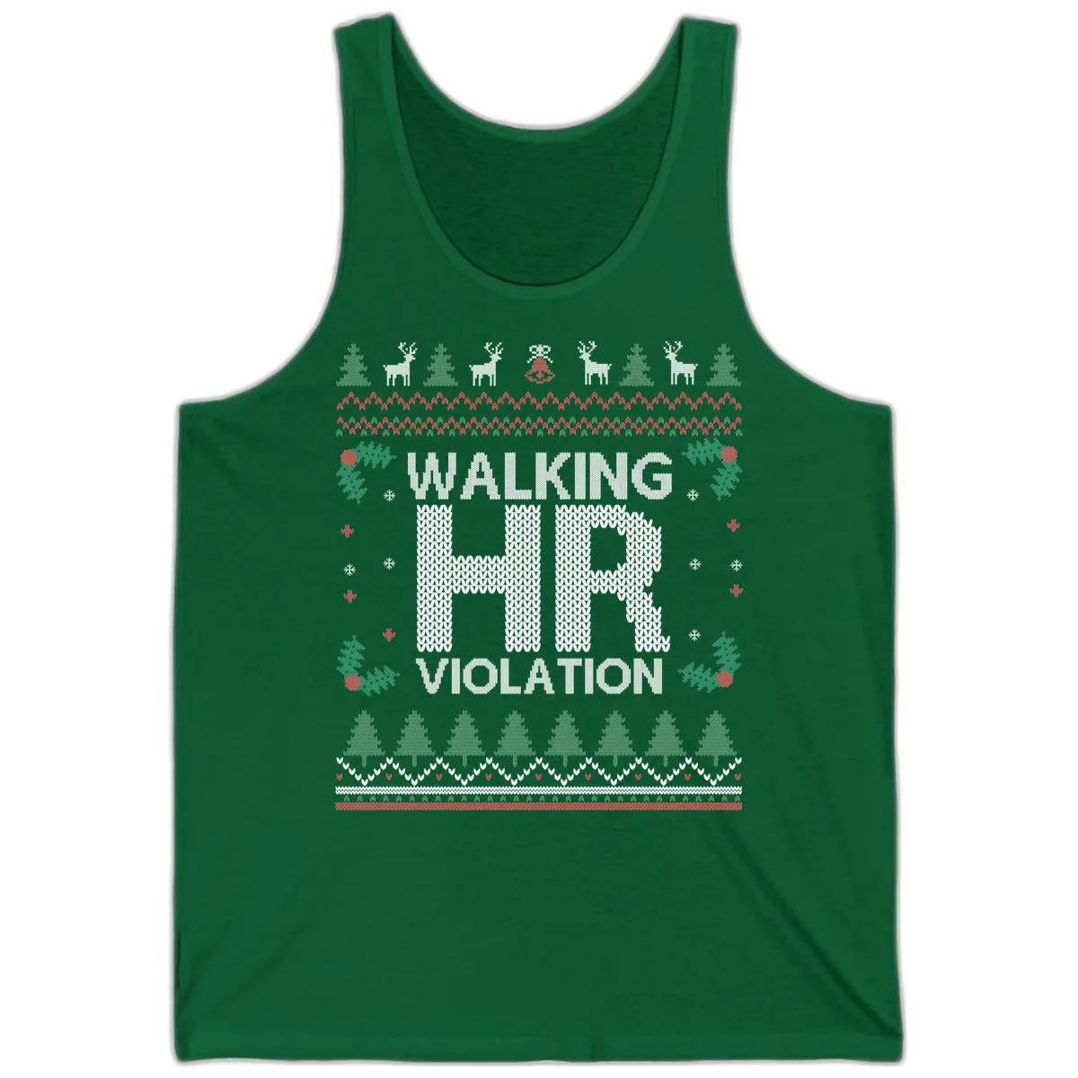 Walking HR Violation Ugly Christmas Sweater Tank in Kelly