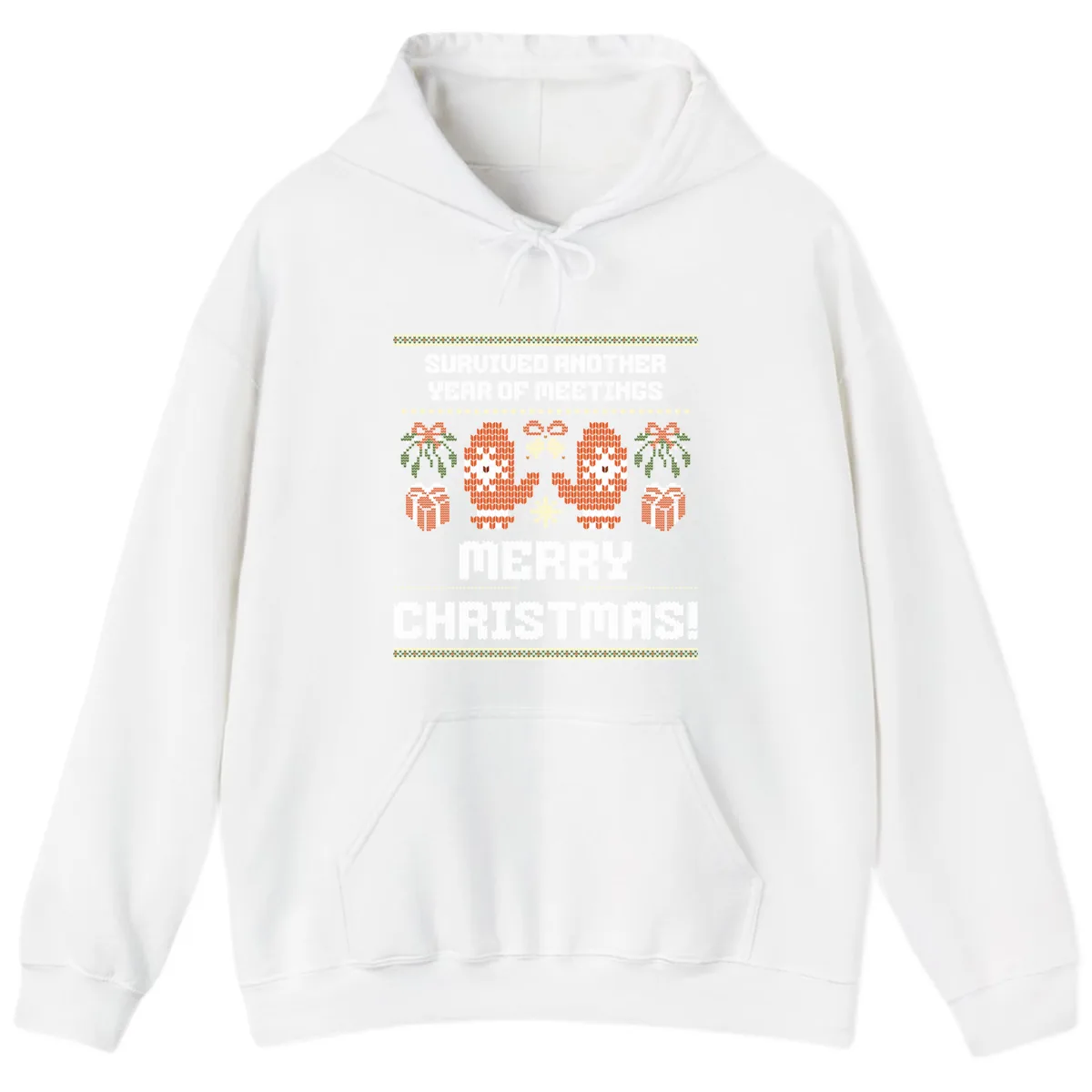 Survived Another Year Of Meetings Hoodie in White